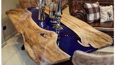 LiquidPiso Mesa de Madeira com Resina Cristal